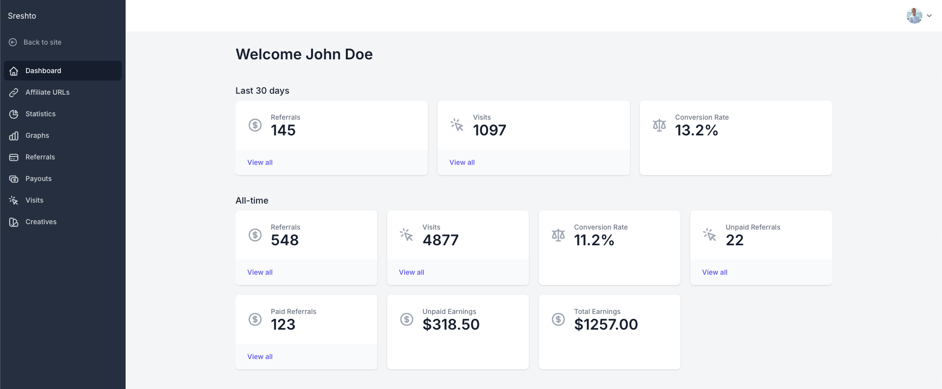 Sreshto Affiliate Portal